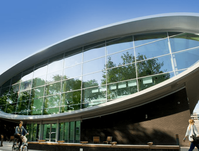 Oval designed architecture at the Somerstown Community Hub