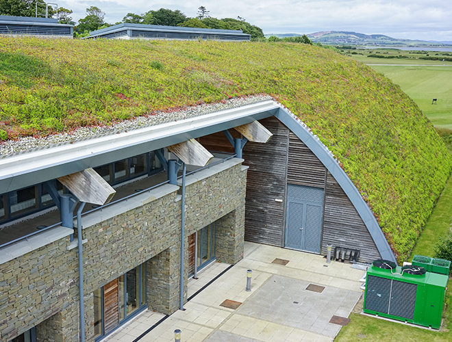 Sided view of the green roof at St Andrews Links
